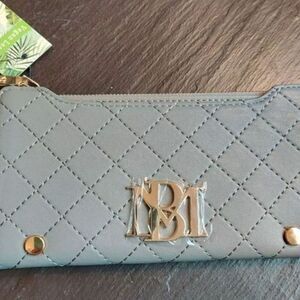 NWT BADGLEY MISCHKA Quilted Long Card Wallet Grey